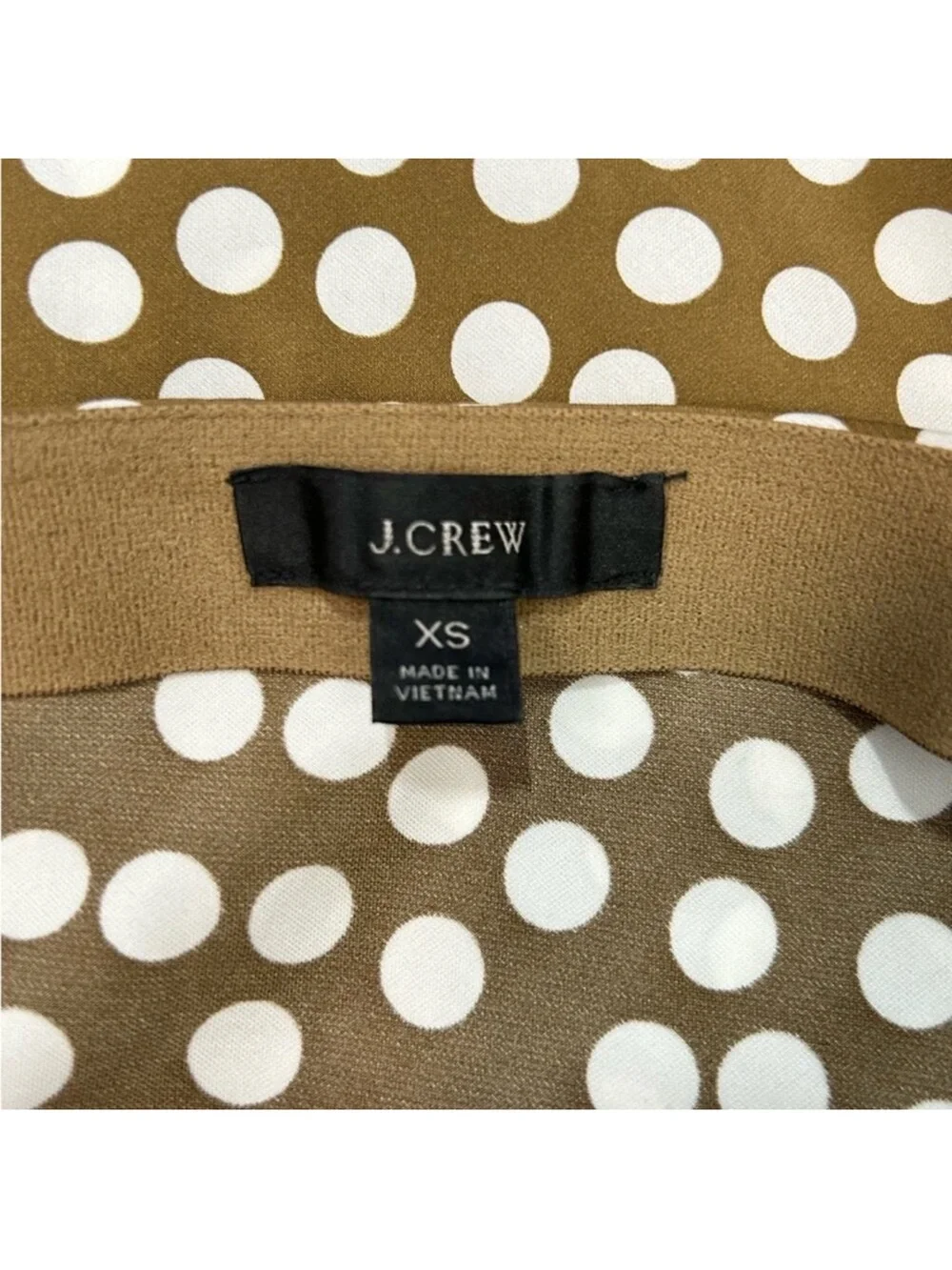 J. Crew Gwyneth Slip Skirt in Polka Dot Brown Ivory Size XS Extra Small